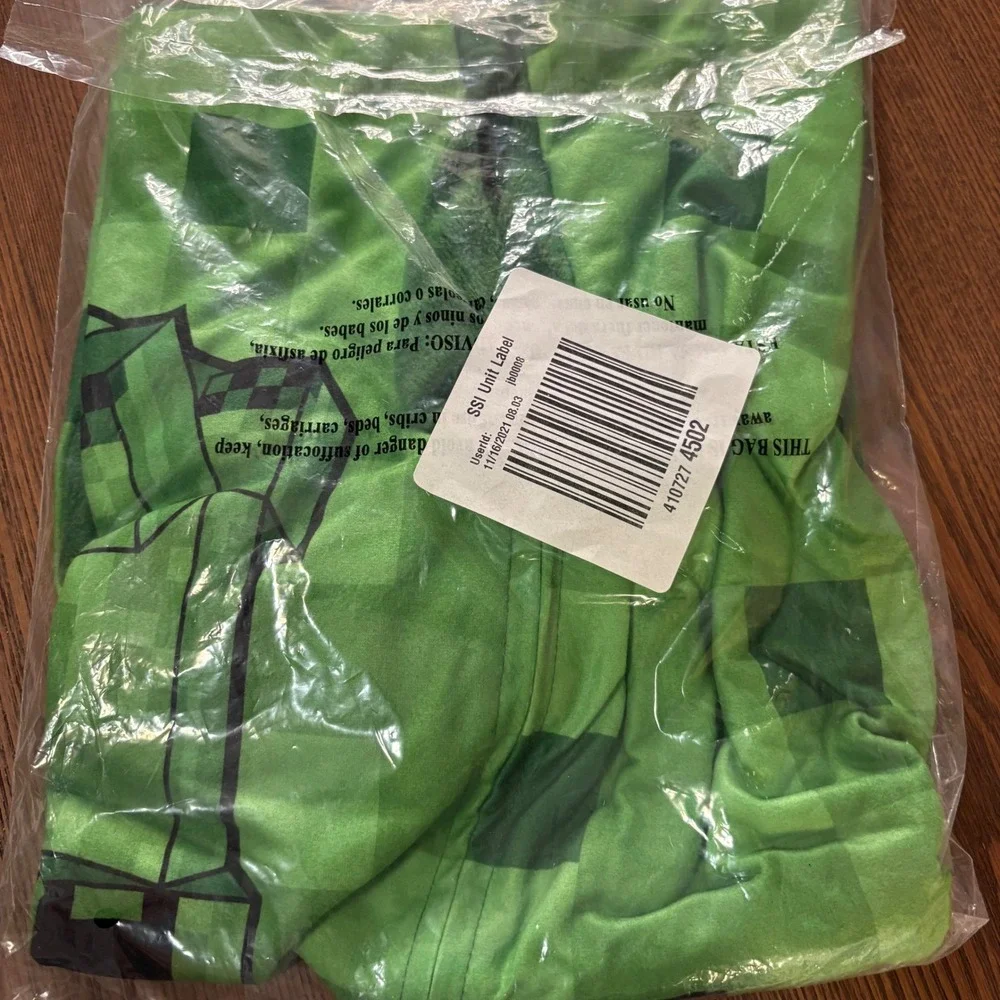 Minecraft Creeper‎ Pajamas Boys Size 4/5 Green New One Piece Union Suit NWT